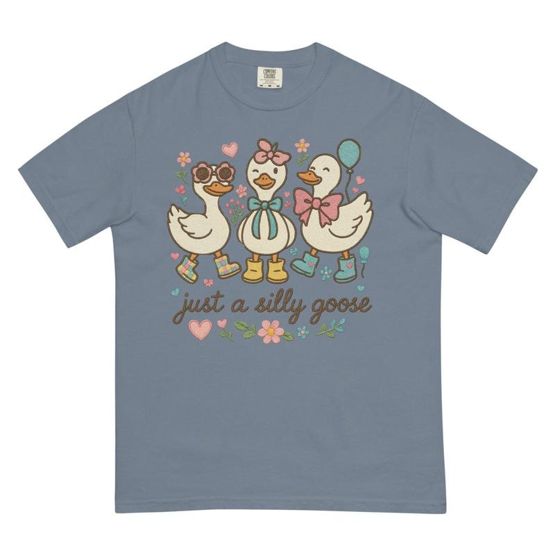Just a Silly Goose Shirt ~ Unisex Apparel Relaxed Fit Printed In The USA Clothing Womenswear Casual Comfort Cotton Top Athletic Boho Chicstyle{n002}2