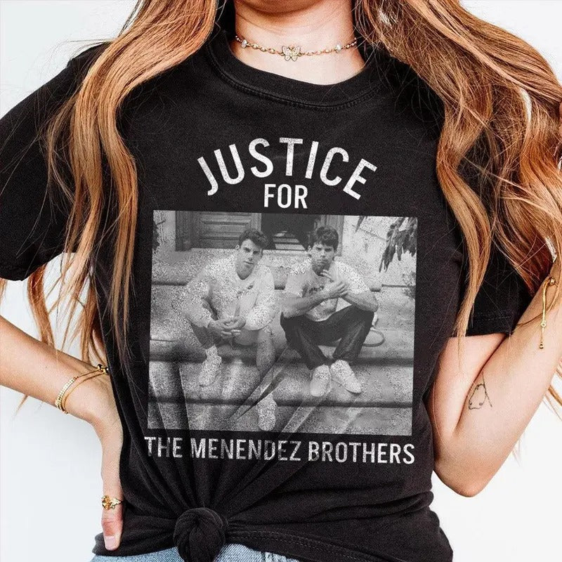 Justice For The Menendez Brothers Unisex T-Shirt, Free Erik And Lyle Menendez T-Shirt, Murderabilia Cotton Menswear Streetwear Casual Tshirt