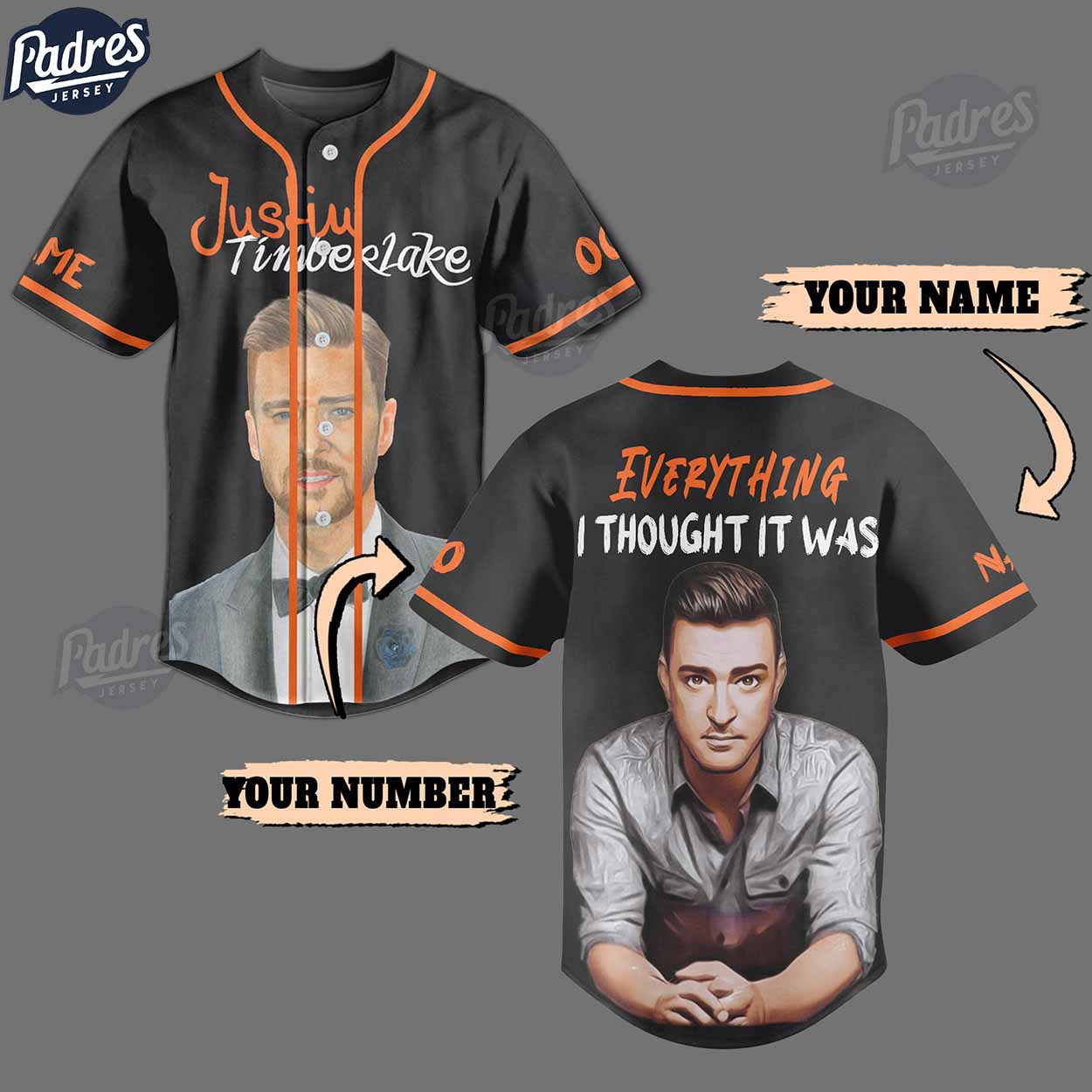 Justin Timberlake Everything I Thought It Was Baseball Jersey Style - Padres Jersey Oasis: Elevate Your... (Image 1)