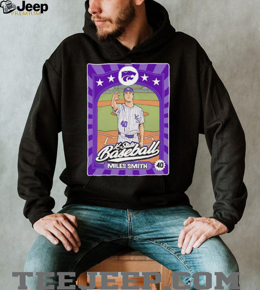 K State Baseball Miles Smith 40 Purple Trading Card Style T Shirt