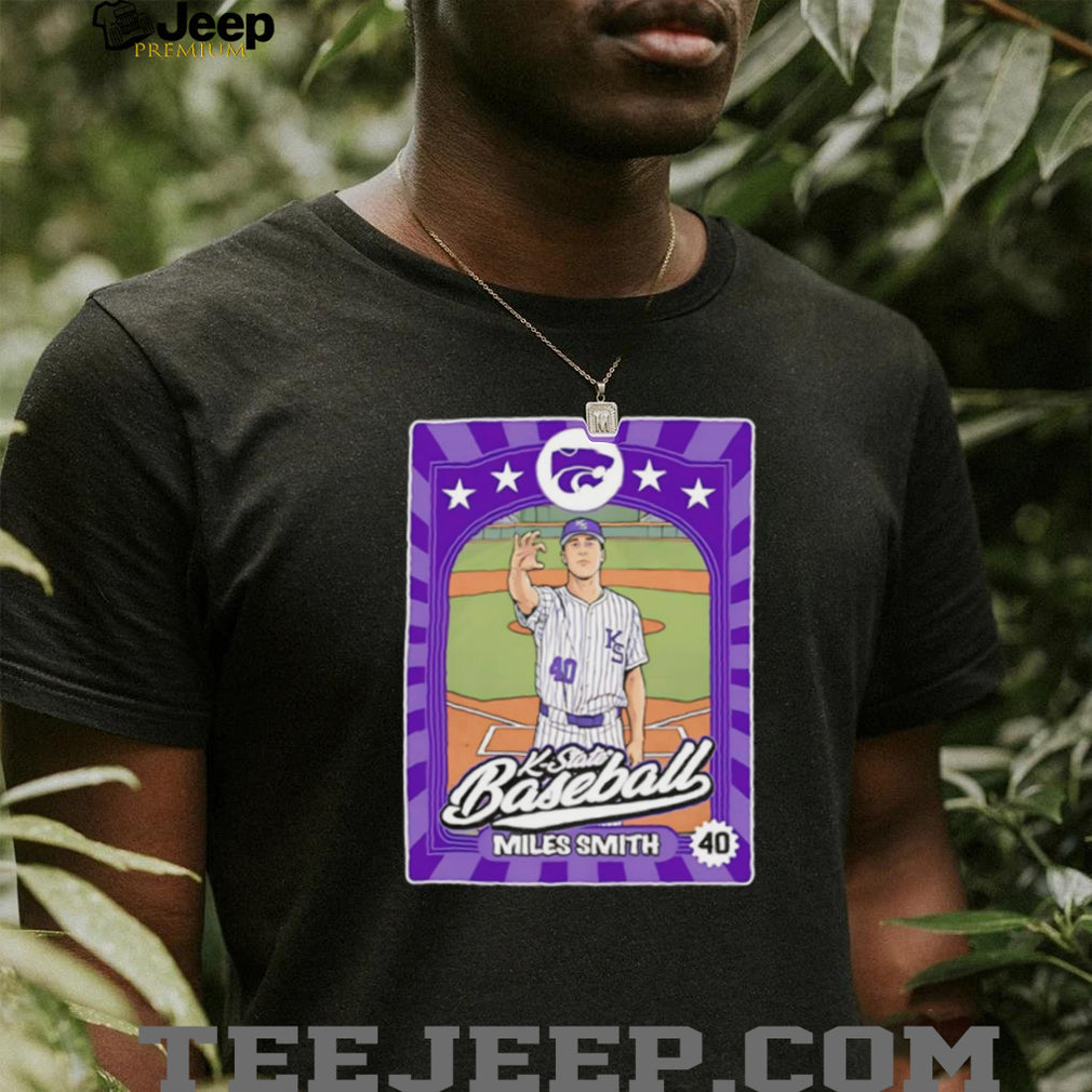 K State Baseball Miles Smith 40 Purple Trading Card Style T Shirt