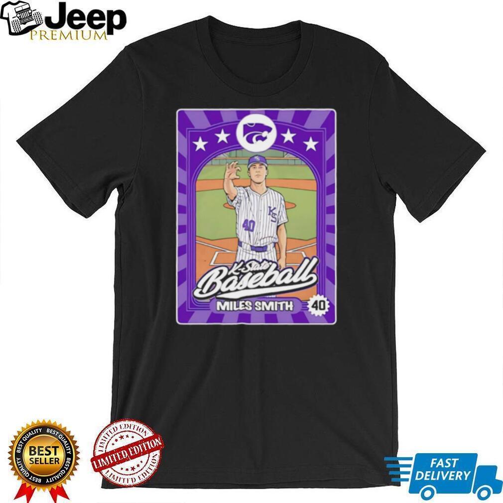 K State Baseball Miles Smith 40 Purple Trading Card Style T Shirt