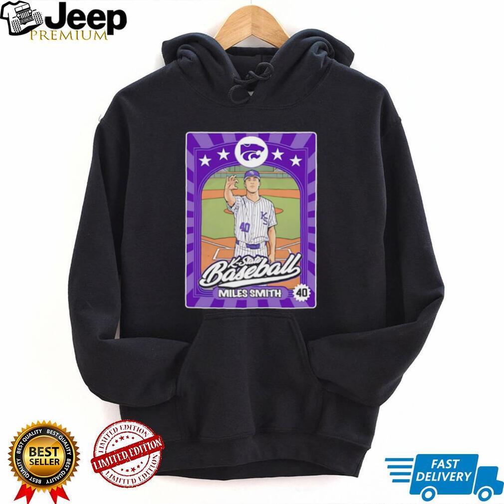 K State Baseball Miles Smith 40 Purple Trading Card Style T Shirt