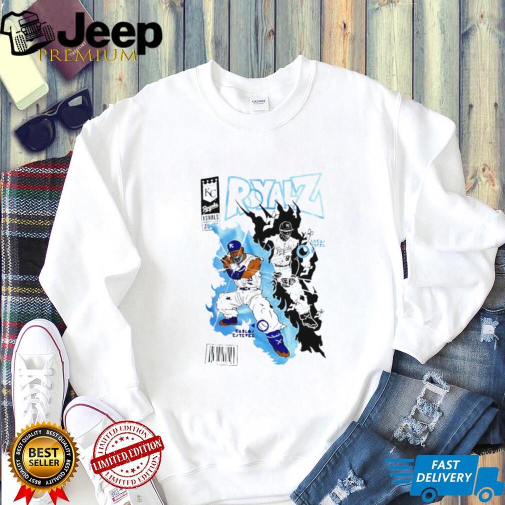 KC Royals Baseball Comic Art Design T Shirt