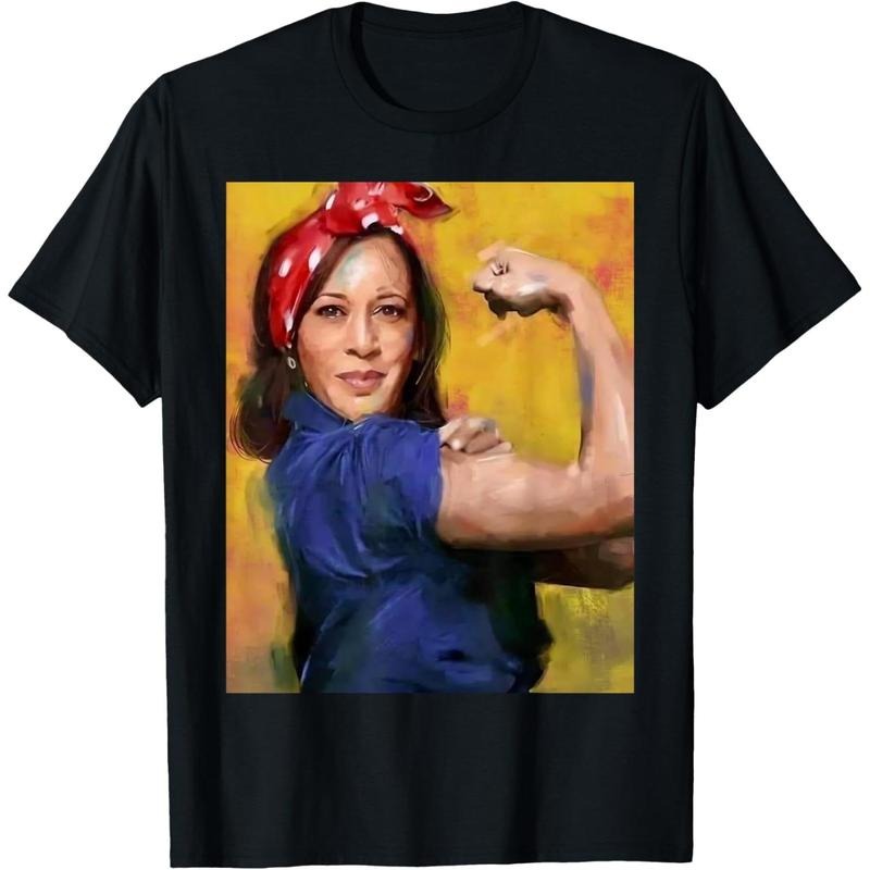 Kamala Harris 2024 Rosie The Riveter Childless Cat Lady Vote T-Shirt made in usa
