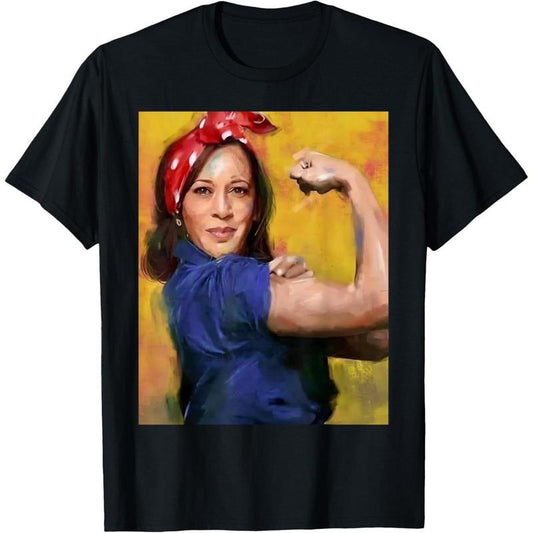 Kamala Harris 2024 Rosie The Riveter Childless Cat Lady Vote T-Shirt made in usa