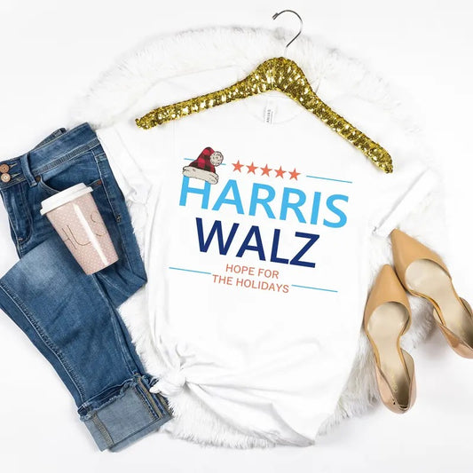Kamala Harris Christmas Shirt - Hope for the Holidays Harris Walz T-Shirt - Christmas 2024 Kamala Harris Outfit - Democrat Political Gift