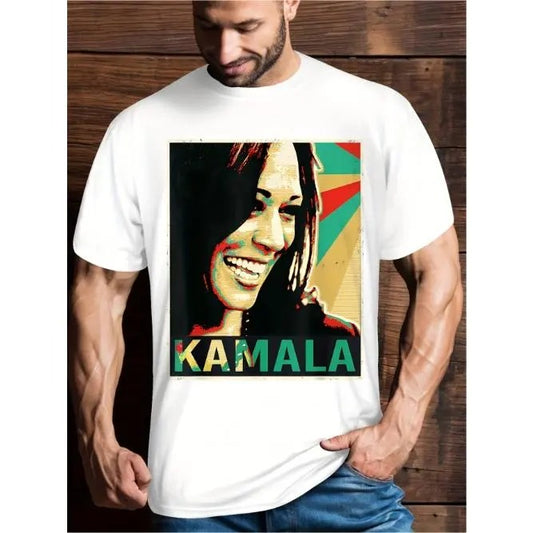Kamala Harris T-Shirt, Kamala Campaign for President T-Shirt, Men's, Men's Fun Pattern T-Shirt, Short Sleeve Novelty T-Shirt, Classic Style, Crew Neck, T-Shirt Made in USA