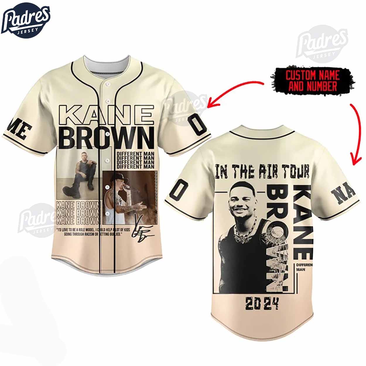 Kane Brown In The Air Tour Custom Baseball Jersey - Padres Jersey Oasis: Elevate Your Baseball Style Game