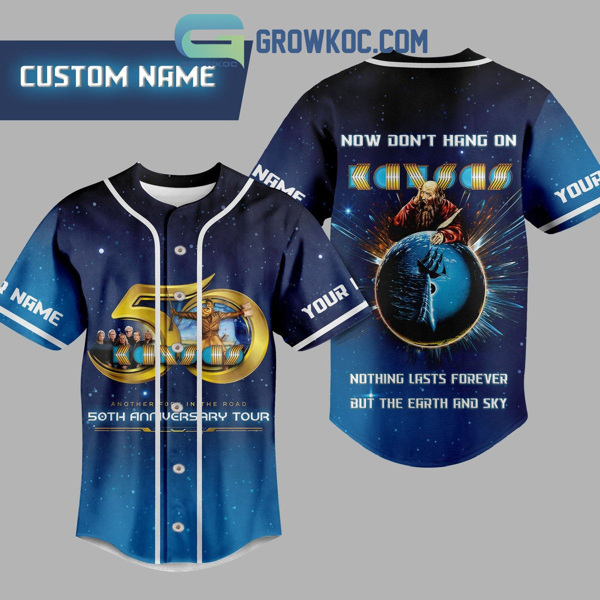 Kansas Another Fork In The Road 50th Anniversary Tour Personalized Baseball Jersey