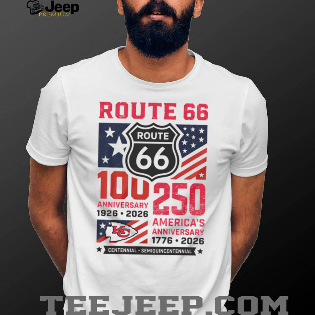 Kansas City Chiefs Centennial Route 66 & America 250th Anniversary T Shirt