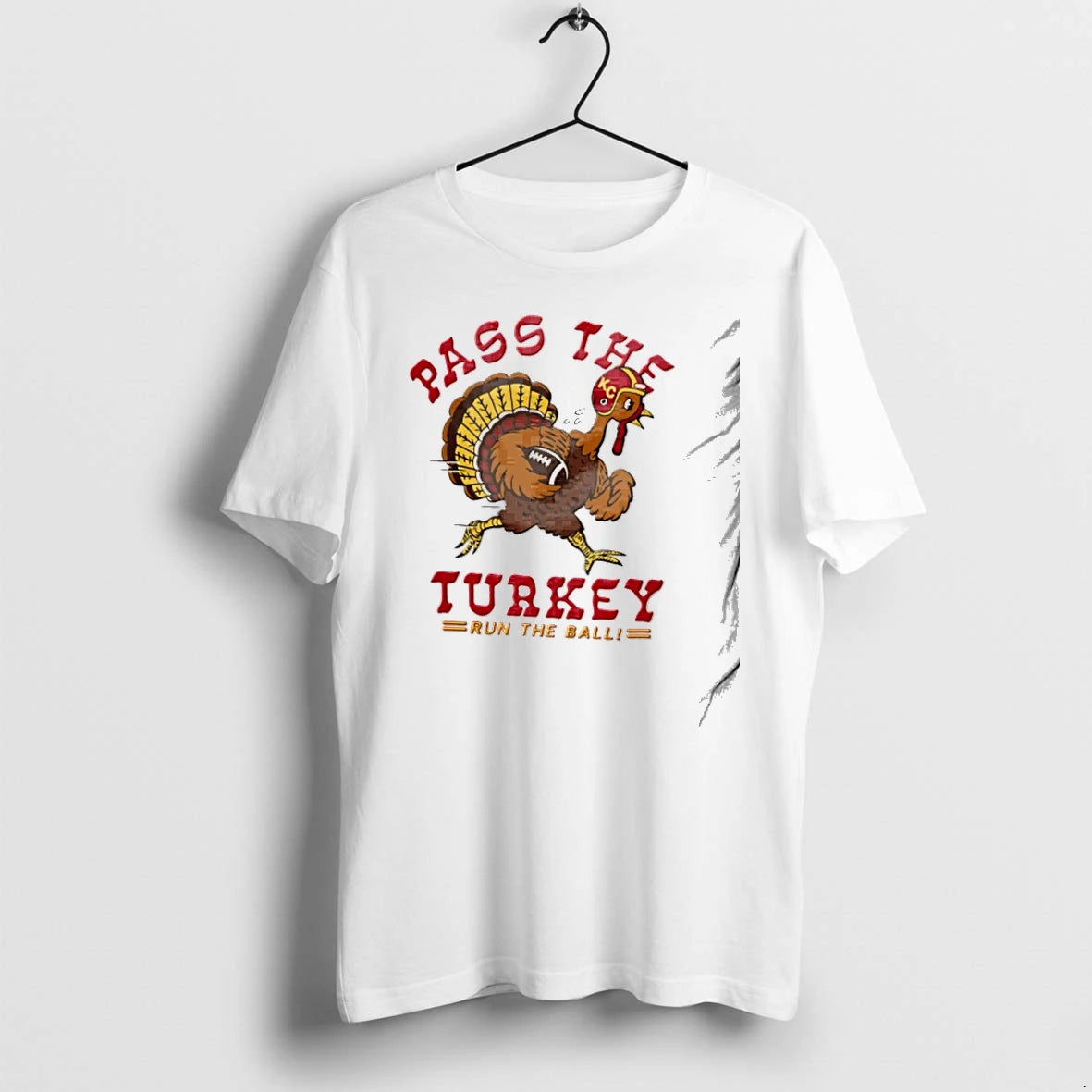 Kansas City Chiefs Thanksgiving Pass The Turkey Run The Ball Cartoon Turkey Tshirts Sweater