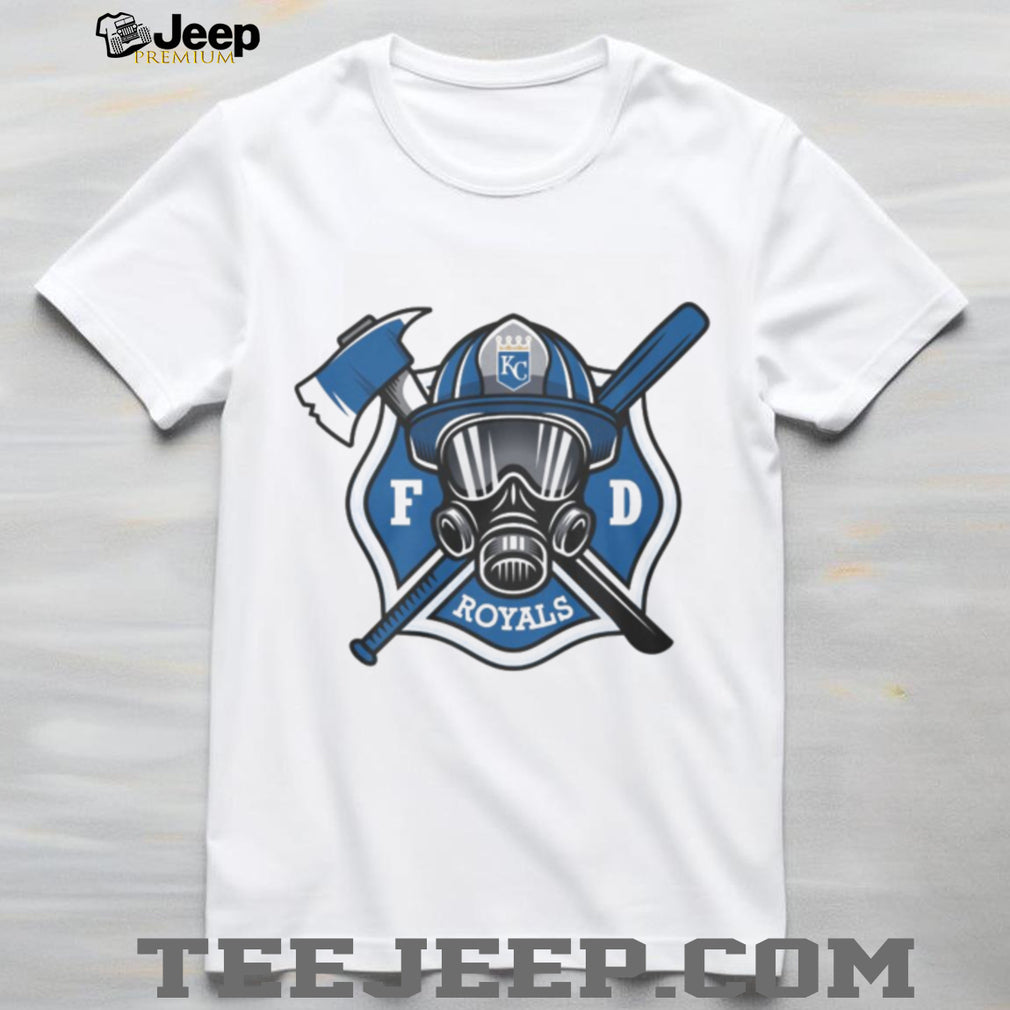 Kansas City Royals Firefighter FD First Responder Baseball Fans Retro Men Women White T Shirt