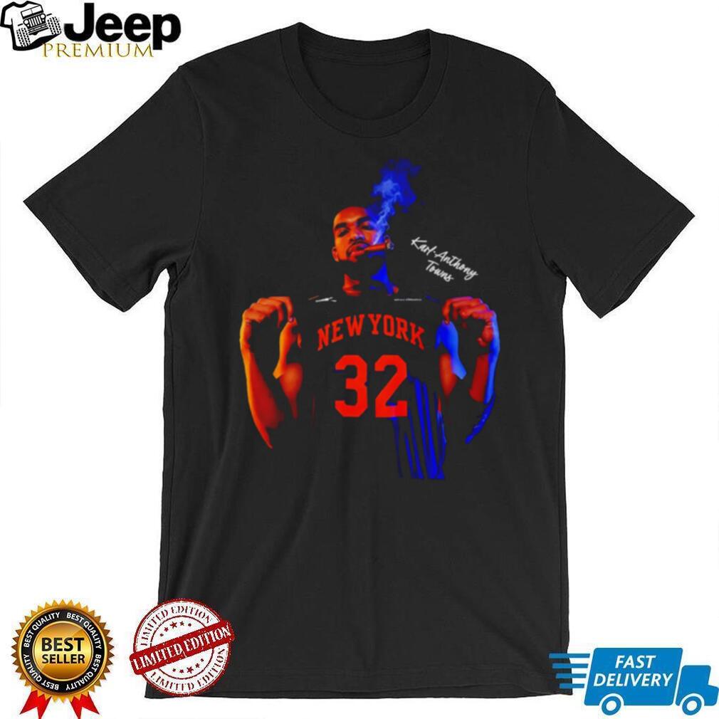 Karl Anthony Towns New York 32 Cigar Smoking Basketball Shirt