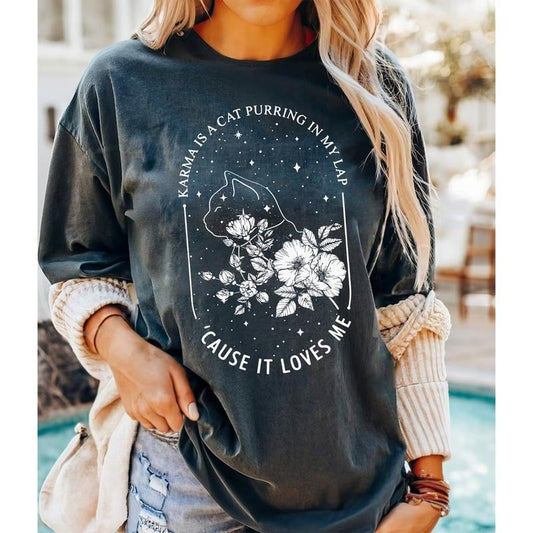 Karma Is a Cat Purring In My Lap Cause It Loves Me Shirt, Funny Cat Shirt, Karma Is A Cat Shirt, Cat Shirt, Animal Shirt, Gift For Cat Loverstyle{n002}2