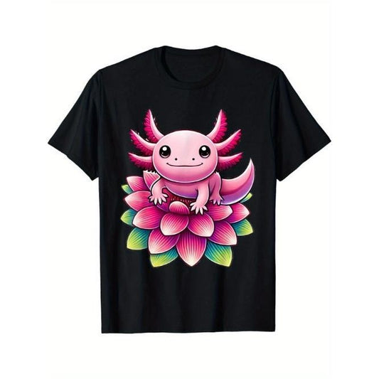 Kawaii Axolotl Flower T-Shirt Made in USA