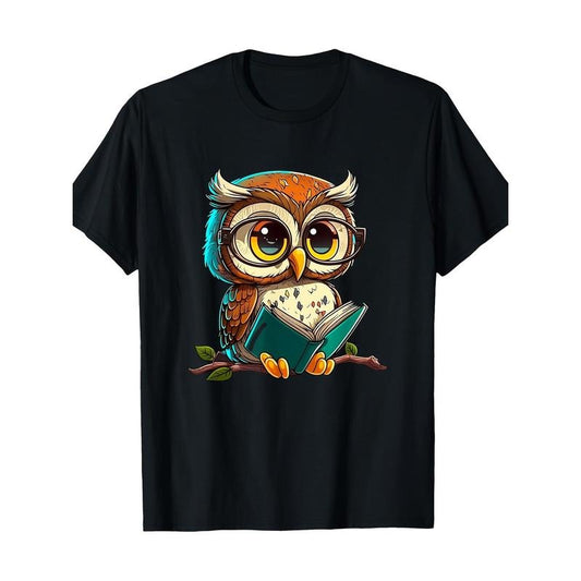 Kawaii Owl Reading - Reading Bookworm Library Book T-shirt, Men's T-shirt Made in USA