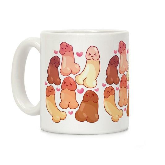 Kawaii Penises Pattern Coffee Mug, Graphic Tees, Funny Coffee Mug Gift