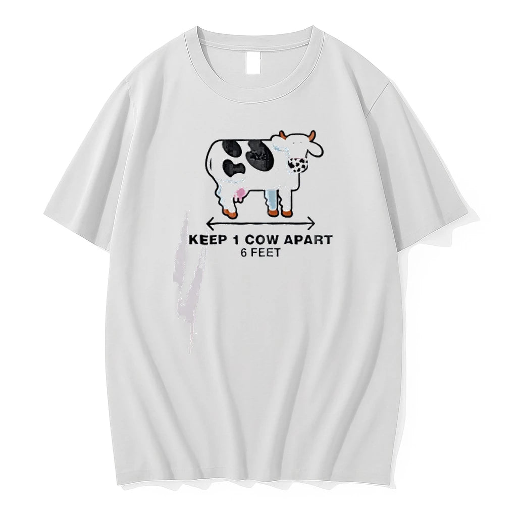 Keep 1 Cow Apart 6 Feet Wearing Face Mask Illustration Men Tshirts Sweater