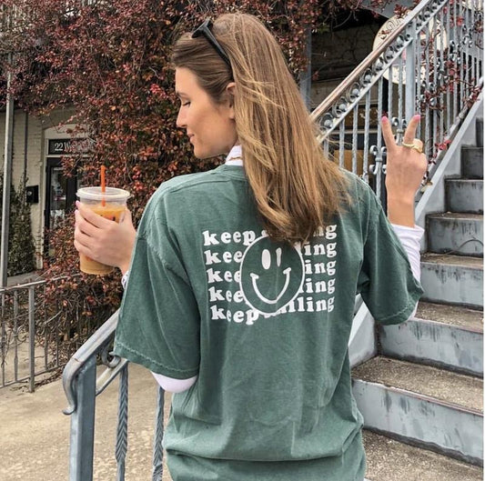 Keep Smiling Shirt Comfort Cotton Womenswear Fabric Top Oversized Underwear Women Tshirt