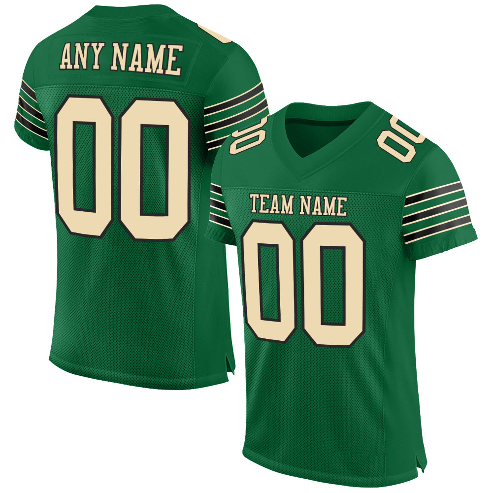 Custom Kelly Green Cream-Black Mesh Authentic Football Jersey T-Shirts, Hoodie, Sweatshirt | WearSparks.com (Image 1)