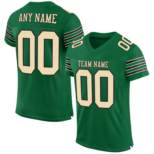 Custom Kelly Green Cream-Black Mesh Authentic Football Jersey T-Shirts, Hoodie, Sweatshirt | WearSparks.com (Image 1)