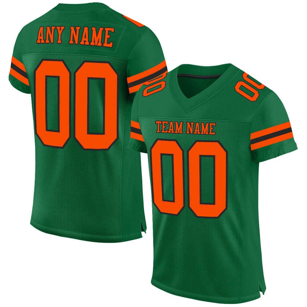 Custom Kelly Green Orange-Black Mesh Authentic Football Jersey T-Shirts, Hoodie, Sweatshirt | WearSparks.com (Image 1)