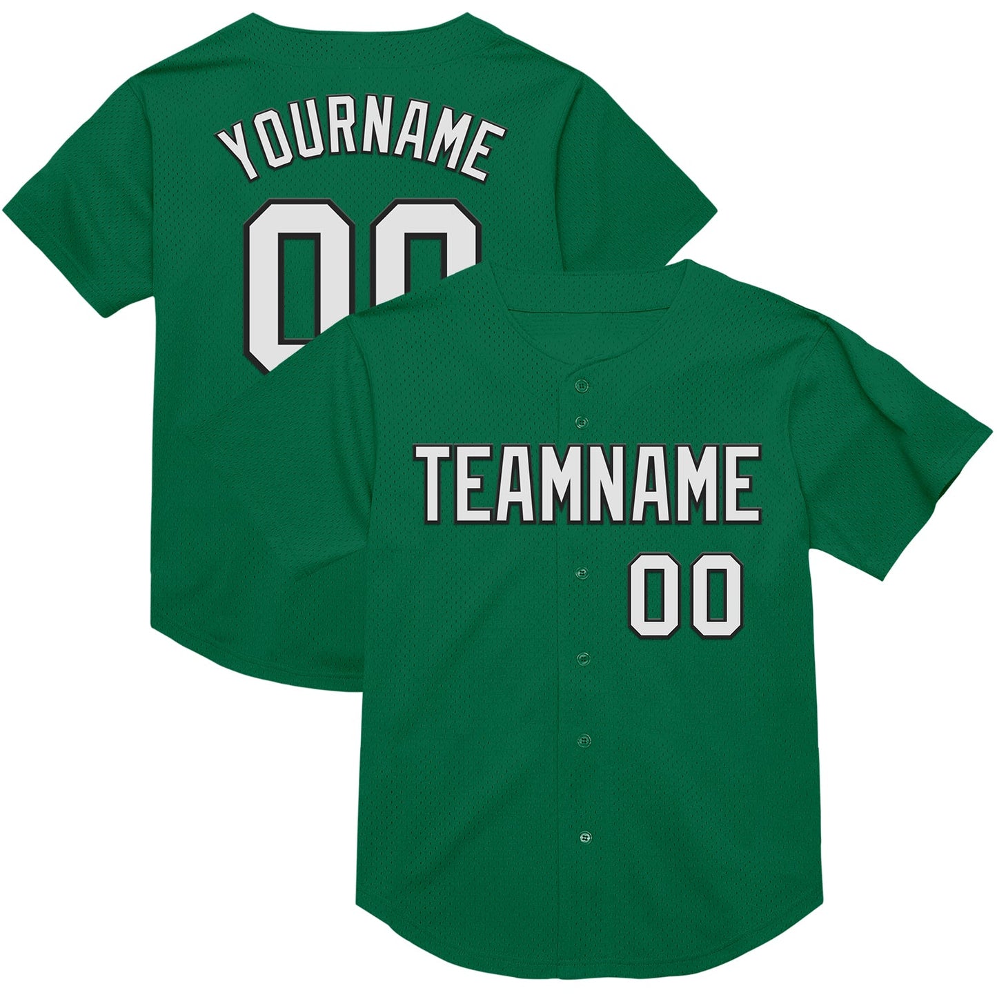 Custom Kelly Green White-Black Mesh Authentic Throwback Baseball Jersey T-Shirts, Hoodie, Sweatshirt (Image 1)