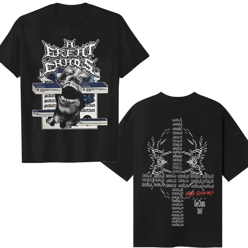 Ken Carson A Great Chaos Merch Tour  T-shirt, Vintage 90s style top clothing, Unisex graphic Streetwear shirts