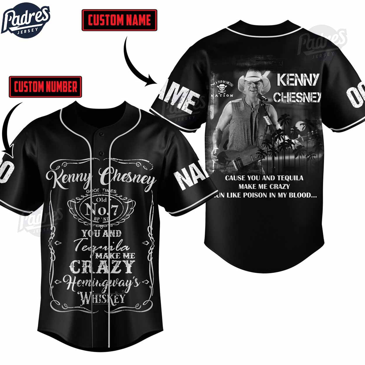 Kenny Chesney Custom Black Baseball Jersey - Padres Jersey Oasis: Elevate Your Baseball Style Game