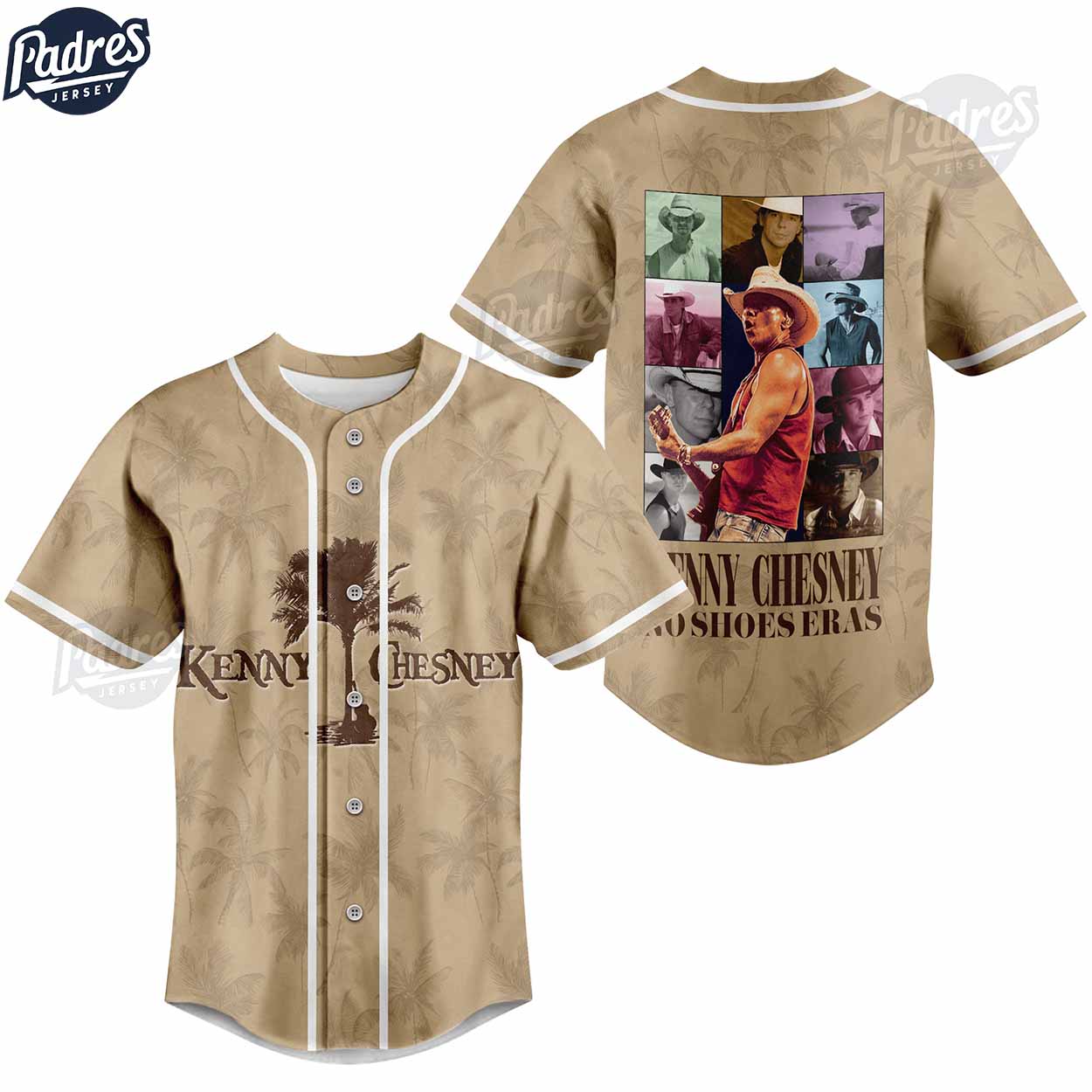 Kenny Chesney No Shoes Eras Custom Baseball Jersey For Fans - Padres Jersey Oasis: Elevate Your Baseball Style... (Image 1)
