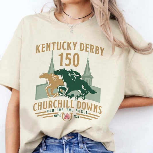 Kentucky Derby Churchill Downs 2024 Comfort Colors Shirt, Run For The Roses Tee, 150th Kentucky Horse Racing Gift, KY Derby Horse Racing Weekend Tee