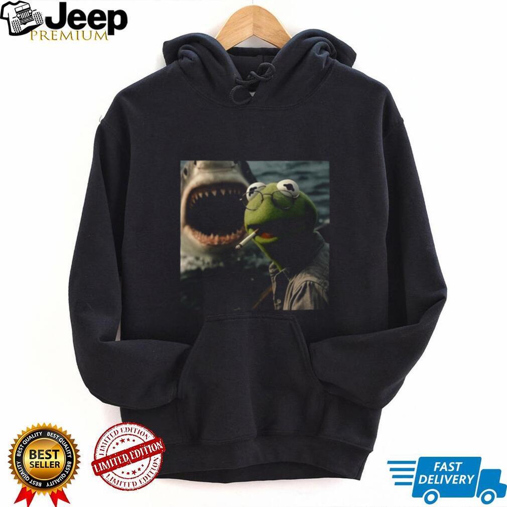 Kermit the Frog Shark Parody Smoking Funny Meme Graphic Tee