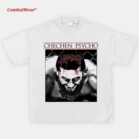 Khamzat Chimaev Chechen Psycho Tee, Khamzat Chimaev UFC Champion T-Shirt, Vintage Boxing Tee, Streetwear Boxing Graphic T-Shirt Gift for Fighters