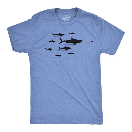 Kids' Shark Hierarchy T Shirt Funny Youth Sharks Shirt I Love Sharks Tee Funny T Shirts Shark Tops for Kid Novelty Tees for Kids Light Blue