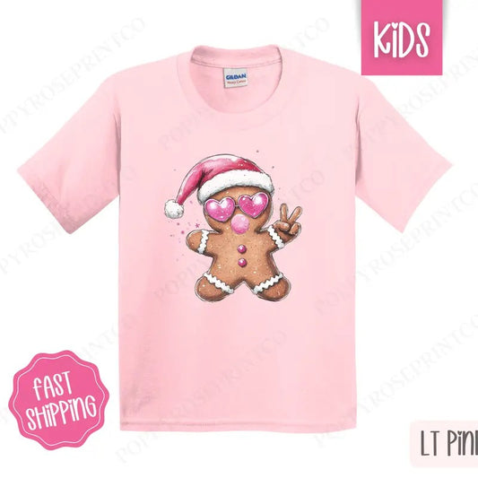 Kids Christmas Shirt - Gingerbread Bubble Tshirt - Youth Holiday Tee Gildan, 100% Cotton