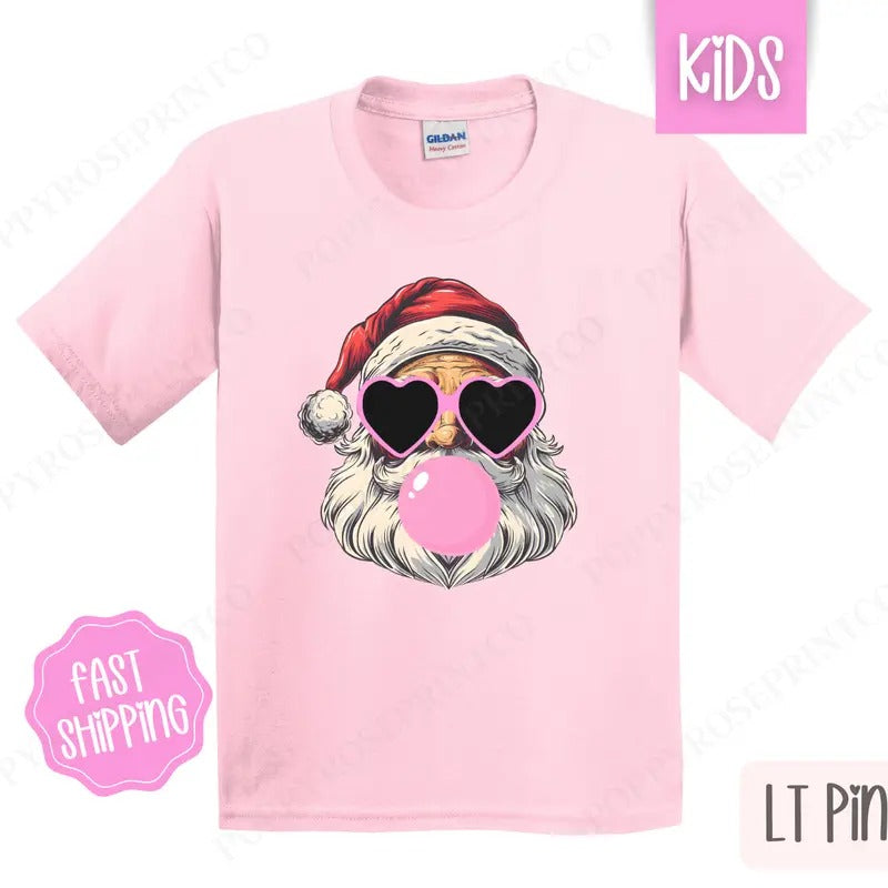 Kids Christmas Shirt - Santa Bubble Tshirt - Youth Holiday Tee Gildan