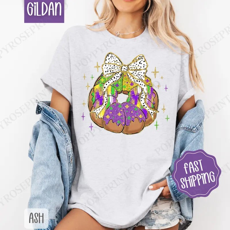 King Cake Shirt Gildan, Mardi Gras Women's Tee, Louisiana Women's Tshirt Plus Sizes Hoodie, Sweatshirt | WearSparks.com