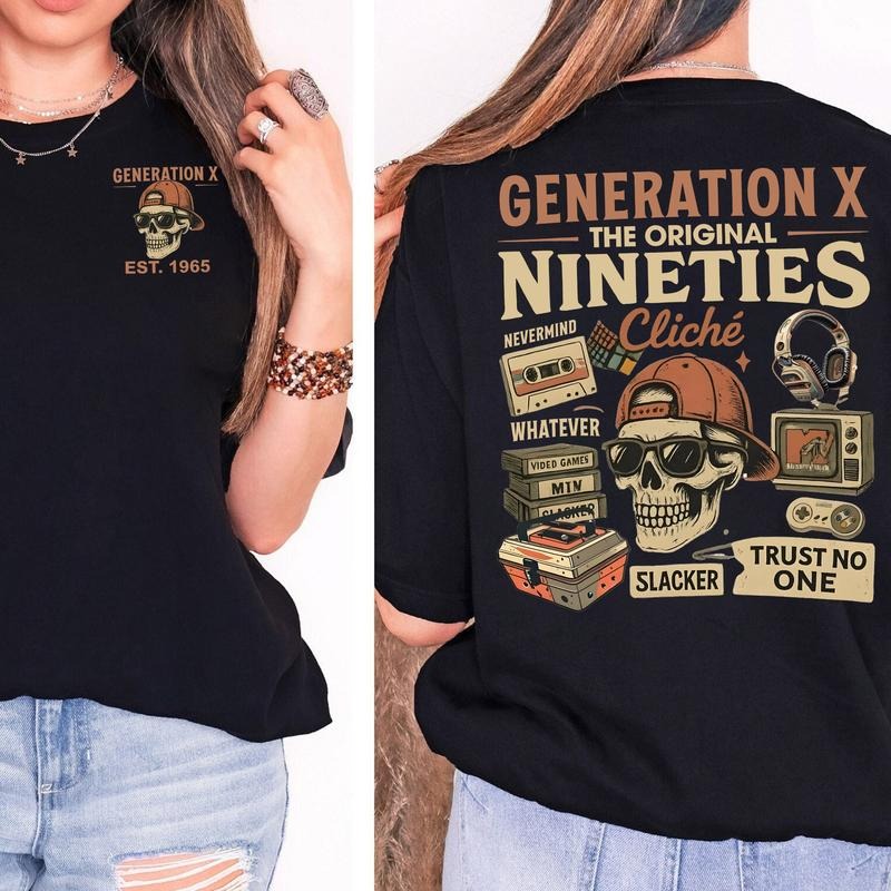 KingZlia Shop Generation X Custom Year T-shirt -Generation X The Original Nineties 100% Cotton Unisex Comfort Sweatshirt with Classic Collar & Graphic Design - Casual Wear, Fitted Style