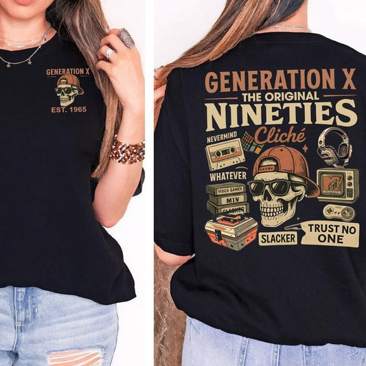 KingZlia Shop Generation X Custom Year T-shirt -Generation X The Original Nineties 100% Cotton Unisex Comfort Sweatshirt with Classic Collar & Graphic Design - Casual Wear, Fitted Style