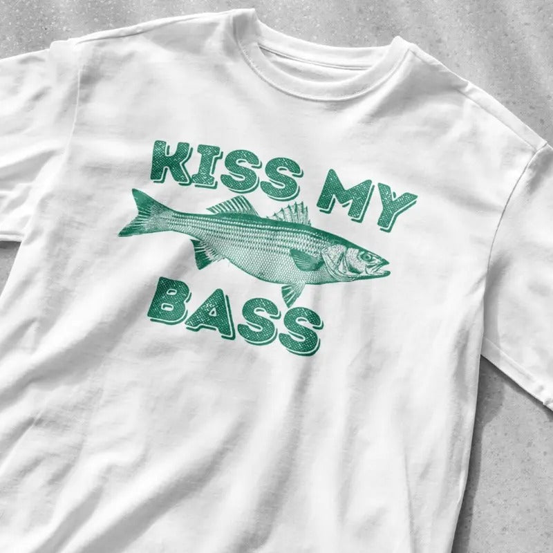 Kiss My Bass Shirt, Vintage Fishing T-Shirt, Retro Fisher Shirt, Fisher Gear, Fisher Graphic Shirt, Fishing Shirt
