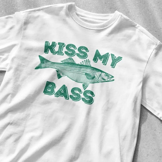 Kiss My Bass Shirt, Vintage Fishing T-Shirt, Retro Fisher Shirt, Fisher Gear, Fisher Graphic Shirt, Fishing Shirt