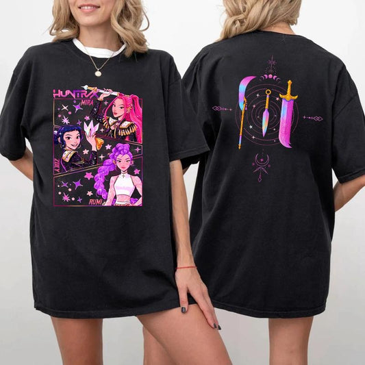 Kpop Demon Hunters T-Shirt Sweatshirt, Gift for Woman, Jinu Manga, Kpop Huntrix PIN, Demon Hunter Merch, Saja Girls Fan, Kpop Hoodie, Halloween Gift