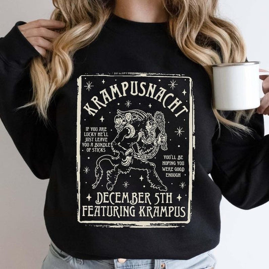 Krampusnacht December 5th German Christmas Sweatshirt, Krampus Horror Christmas Shirt, Festive Creepmas Aesthetic Shirt, Holiday Goth Shirt