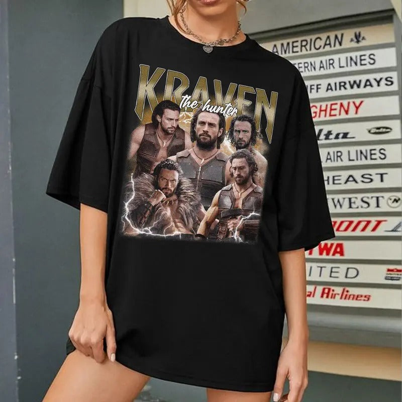 Kraven The Hunter Vintage Tshirt, Aaron Johnson Shirt, Aaron Johnson in Kraven The Hunter Sweatshirt, Gift For Movies Lovers