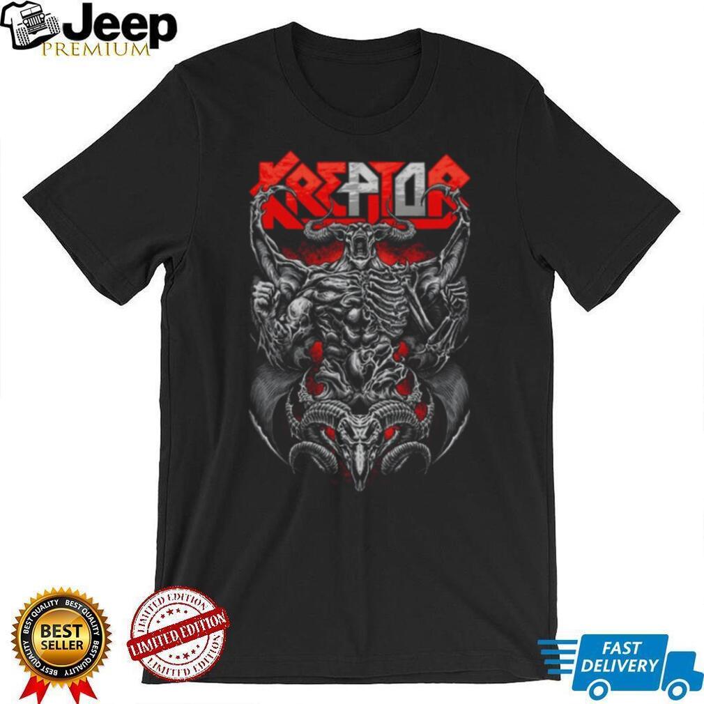 Kreator Demonic Skeleton Ram Horns Red Logo Metal Graphic T Shirt