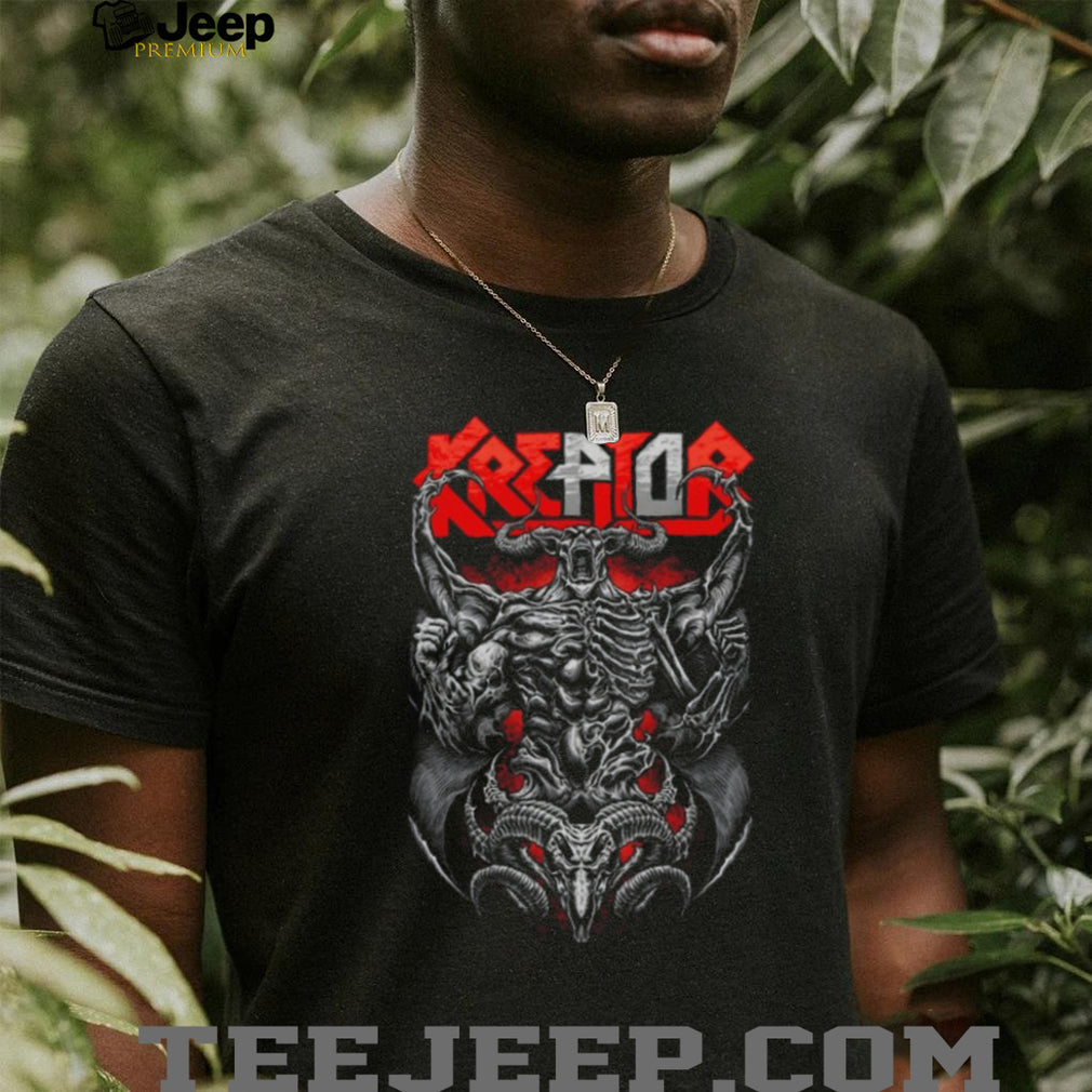 Kreator Demonic Skeleton Ram Horns Red Logo Metal Graphic T Shirt