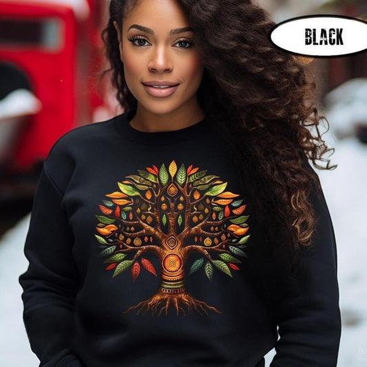 Kwanzaa Tree of Life African American Holiday Family Matching Kwanzaa Blessing Kinara sweatshirt African Roots Kwanzaa Sweatshirts