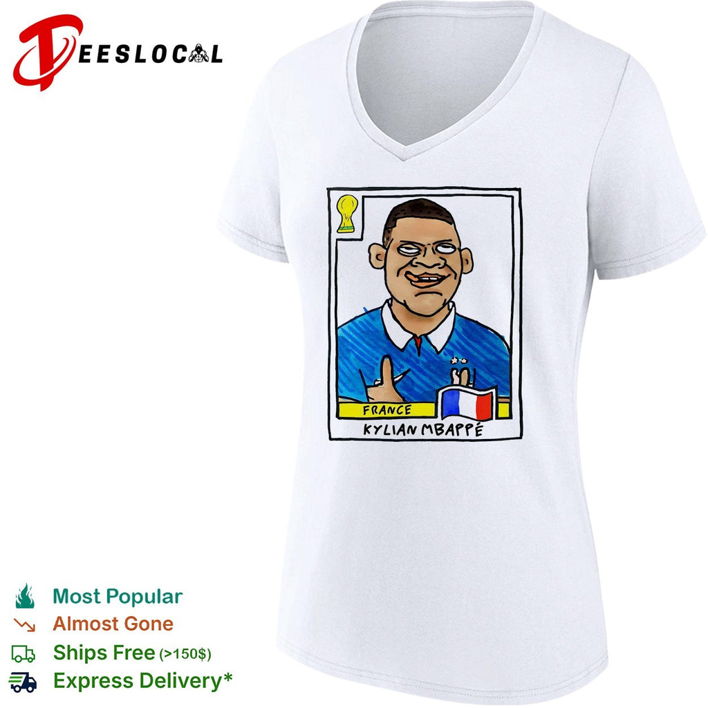 Kylian Mbappé France soccer player caricature collectible card shirt
