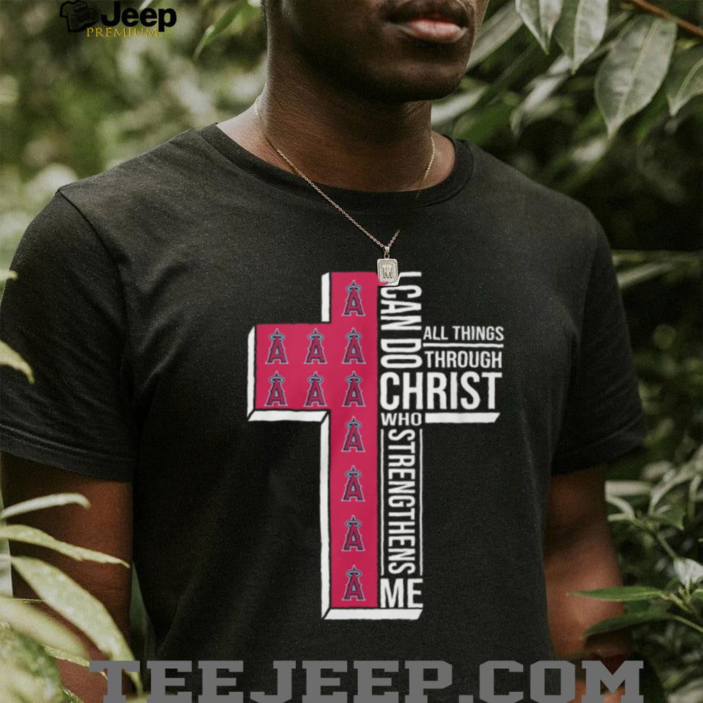 LA Angels Religious Baseball Shirt Bible Verse Cross Graphic Tee